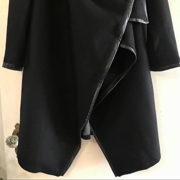 Custom Designed & Tailored Wool / Leather Coat, Size S - Picture 4 of 14